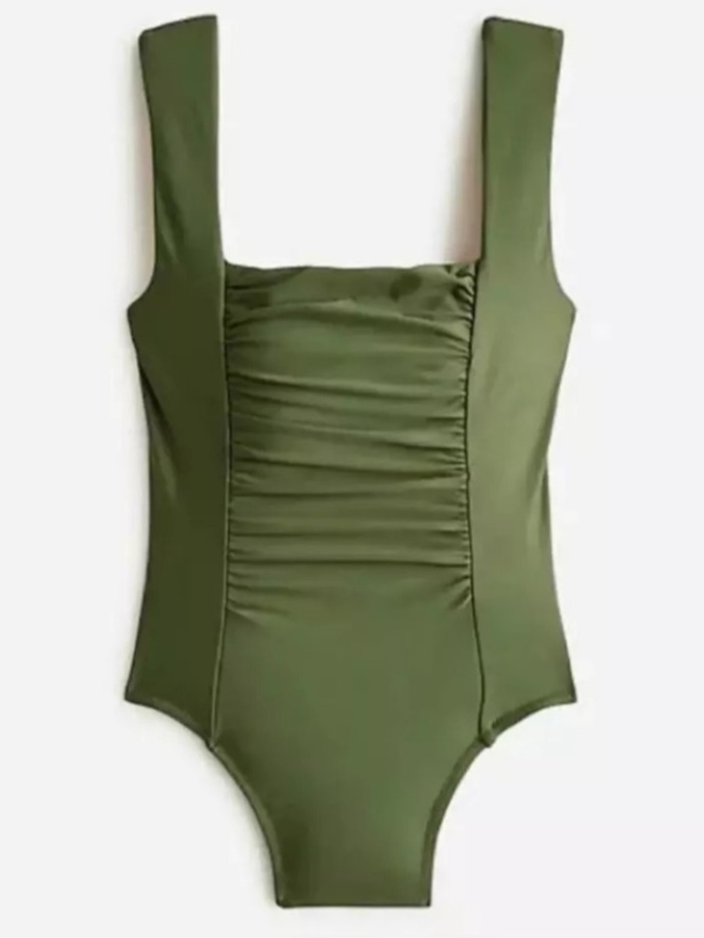J. Crew Ruched Squareneck One-Piece Swimsuit Full Coverage Green Size 24